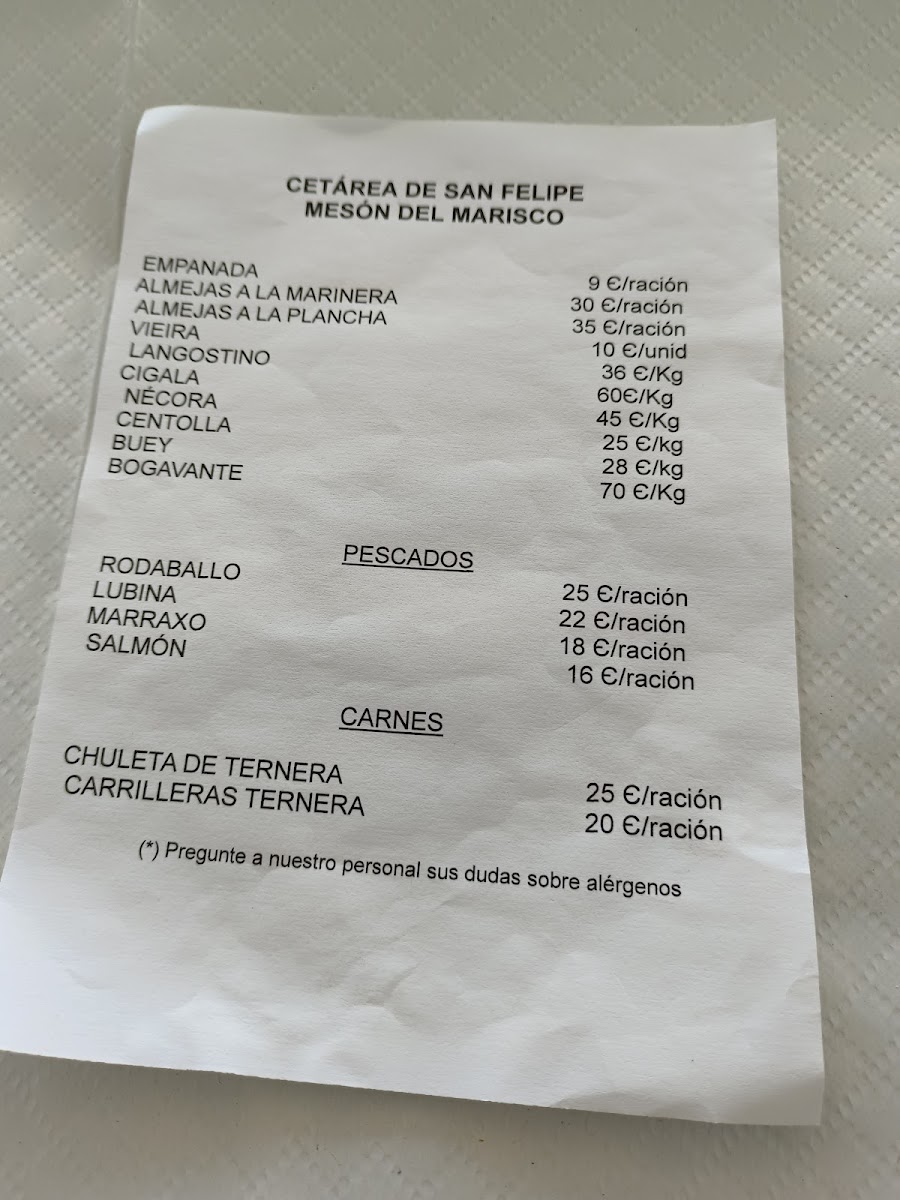 Menu Marisquería Cetárea San Felipe-1